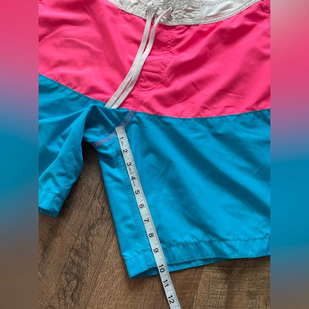 Old Navy Men’s Large 80s Colorblock Board Shorts‎ Pink Blue Swim Trunks